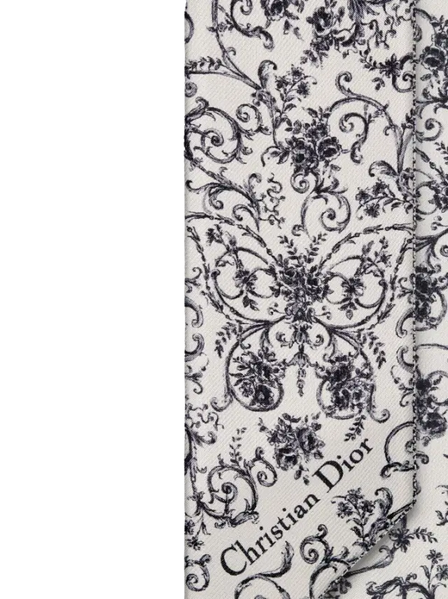 Dior White and Gray Silk Twill Dioresque Butterfly Mitzah Scarf