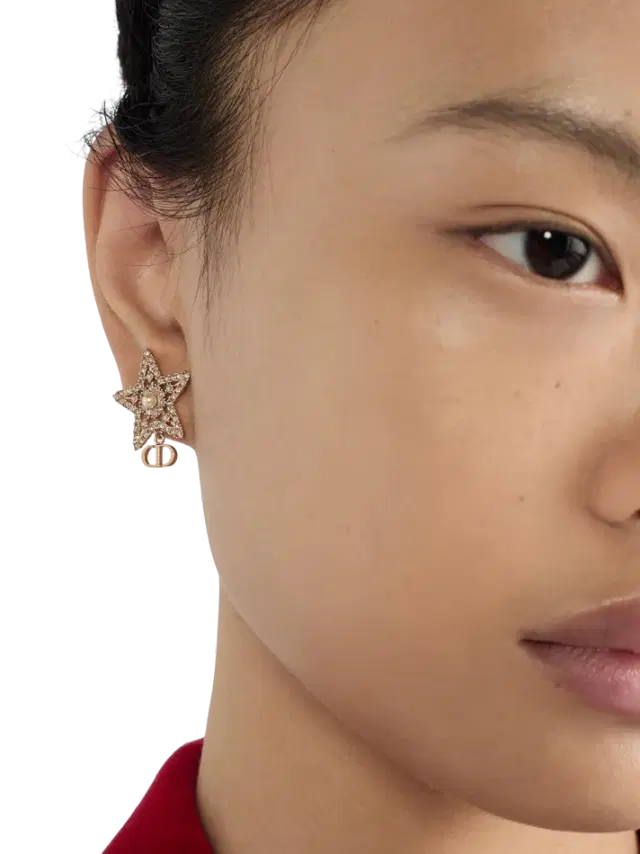 Dior Pale Gold-Finish Metal, White Resin Pearls and Silver-Tone Crystals Nuit Étoilée Earrings