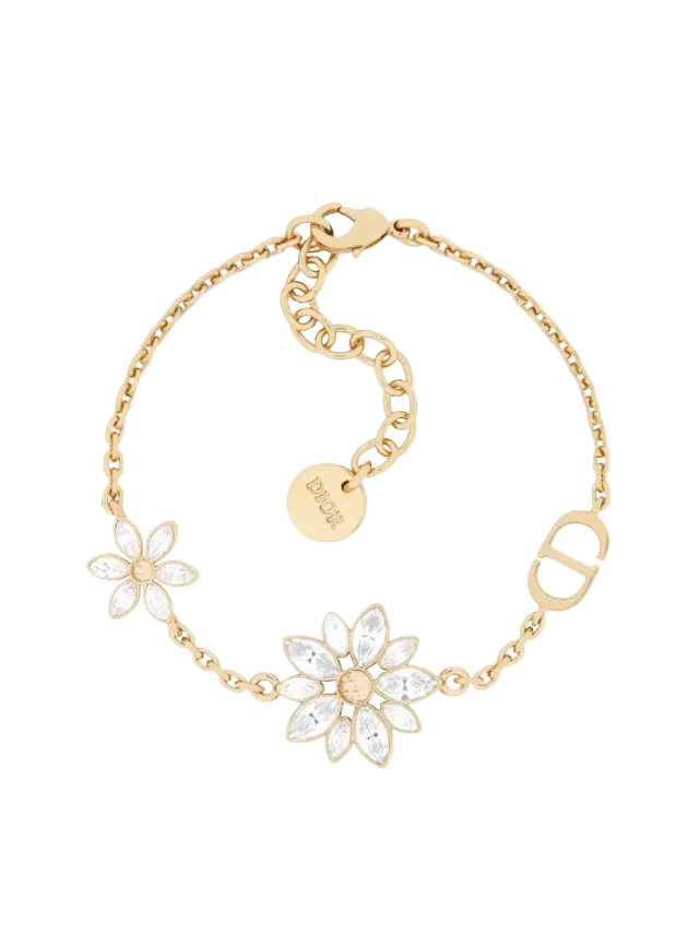 Dior Pale Gold-Finish Metal with Gold- and Silver-Tone Crystals Fleur de Glace Bracelet
