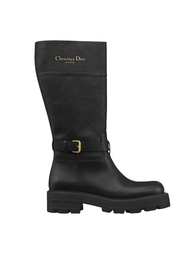 Dior Black Grained Cannage Calfskin D-Town Boot