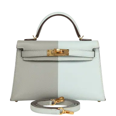 HERMÈS Hermes Special Order (HSS) Kelly Sellier 20 Casaque Bleu Brume and Bleu Glacier Epsom Brushed Gold Hardware | Thumbnail 1 HERMÈS Hermes Special Order (HSS) Kelly Sellier 20 Casaque Bleu Brume and Bleu Glacier Epsom Brushed Gold Hardware | Thumbnail 1