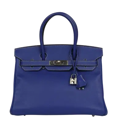 HERMÈS Pre-owned Hermes Birkin 30 Bleu Electric Candy Verso Epsom Palladium Hardware | Thumbnail 1 HERMÈS Pre-owned Hermes Birkin 30 Bleu Electric Candy Verso Epsom Palladium Hardware | Thumbnail 1