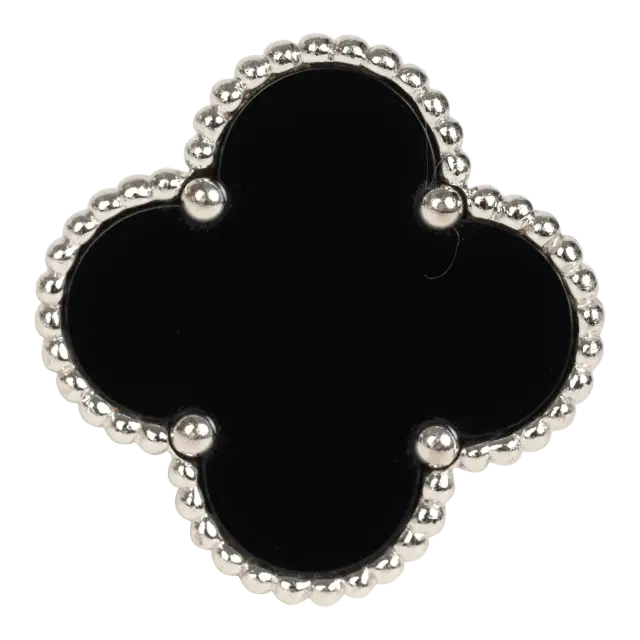 Van Cleef & Arpels Pre-owned Van Cleef & Arpels Magic Alhambra Ring Onyx 18K White Gold Hardware