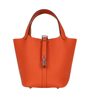 HERMÈS Hermes Picotin Lock 18 Tangerine Clemence Palladium Hardware | Thumbnail 1 HERMÈS Hermes Picotin Lock 18 Tangerine Clemence Palladium Hardware | Thumbnail 1