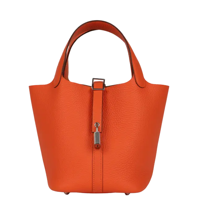 Hermes Picotin Lock 18 Tangerine Clemence Palladium Hardware