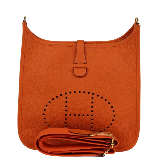 Hermes Evelyne III PM Orange Clemence Gold Hardware