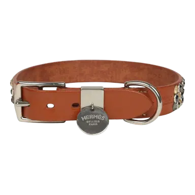 HERMÈS Custom Multicolored Swarovski Crystal Hermes Etriviere III Dog Collar M/L Dark Irish Vache Bridle Sterling Silver | Thumbnail 1