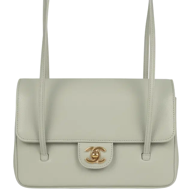 Chanel Chanel Small Preppy Coco Flap Bag Light Shiny Green Caviar Brushed Gold Hardware