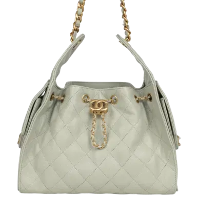 Chanel Chanel Small 25 Hobo Bag Light Green Caviar Antique Gold Hardware | Thumbnail 1