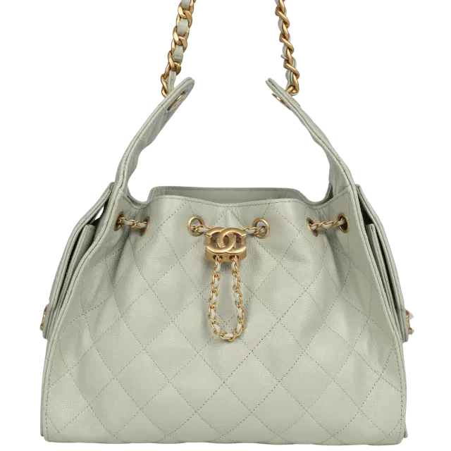 Chanel Chanel Small 25 Hobo Bag Light Green Caviar Antique Gold Hardware