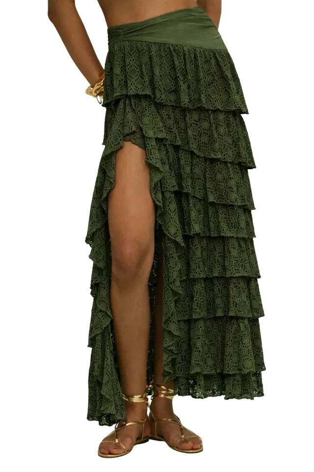 SIRENA LYCRA RUFFLE MAXI SKIRT