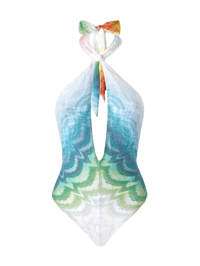 Shaded Lamé Viscose Keyhole One-Piece