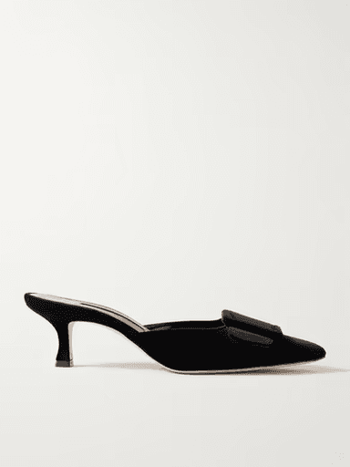 Manolo Blahnik Maysale 50 buckled velvet mules (in store) | Thumbnail 1