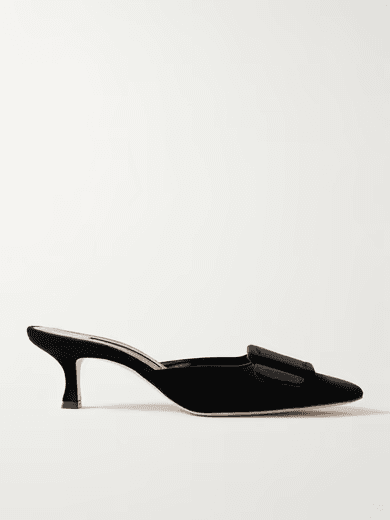 Maysale 50 buckled velvet mules (in store)