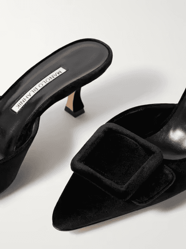 Manolo Blahnik Maysale 50 buckled velvet mules (in store) | Thumbnail 3