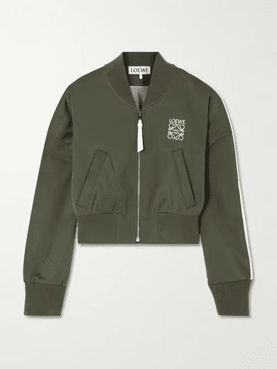 Cropped Embroidered Jersey Bomber Jacket (In Store)