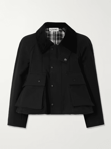 Cropped Corduroy-Trimmed Waxed Cotton-Canvas Jacket (In-Store)