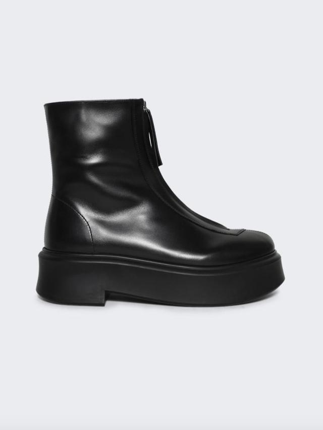 Zipped Platform Leather Combat Boots (In Store)