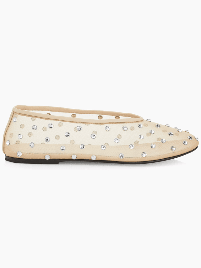 Marcy Crystal-Embellished Mesh Flats (In Store)