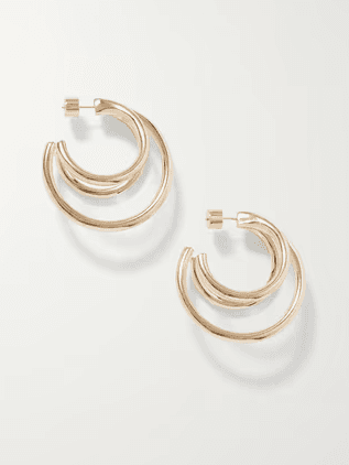 Triple Lilly gold-plated hoop earrings (In-Store)