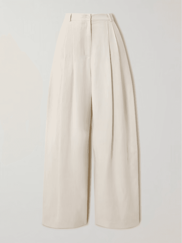 Piper pleated twill wide-leg pants (In-Store)