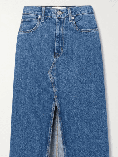 Frayed denim midi skirt (In Store)