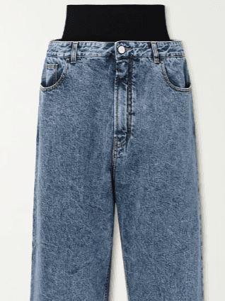 Layered jersey-trimmed wide-leg jeans (In Store)