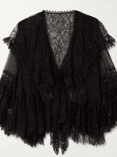 Chloé Lace-trimmed embroidered silk-chiffon blouse (In Store) | Thumbnail 1