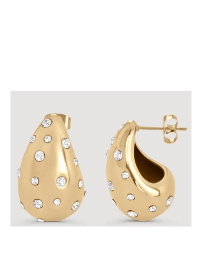 Yellow Gold & Diamanté Teardrop Earrings (In Store)