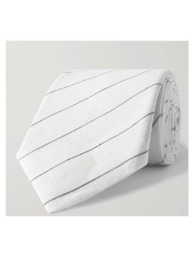 7.5cm Striped Linen Tie (In Store)