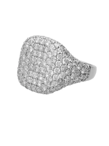 Diamond 18K White Gold Pave Signet Ring (In Store)
