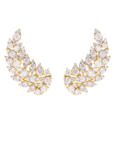 Wish Fine Jewelry 2.30ct Diamond 18K Gold Leaf Climber Earrings (In Store) | Thumbnail 1