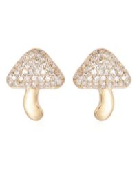 Diamond 14K Gold Mushroom Stud Earrings (In Store)