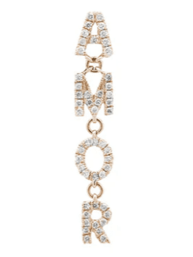 Diamond 18K Gold Amor Single Dangle Drop Earrings (In Store)