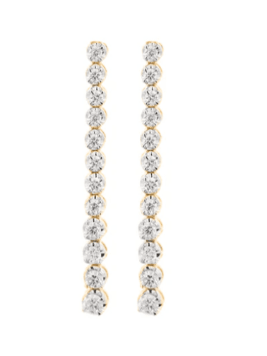 Diamond 18K Gold Graduated Tennis Earrings (In Store)