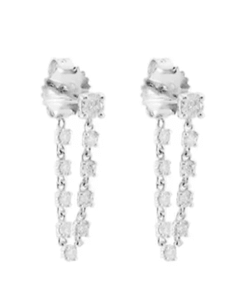 Diamond 14K Gold Draped Chain Earrings (In Store)