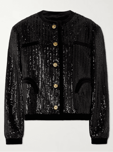 Blazé Milano All About You Gliss velvet-trimmed sequined woven jacket (In Store) | Thumbnail 1