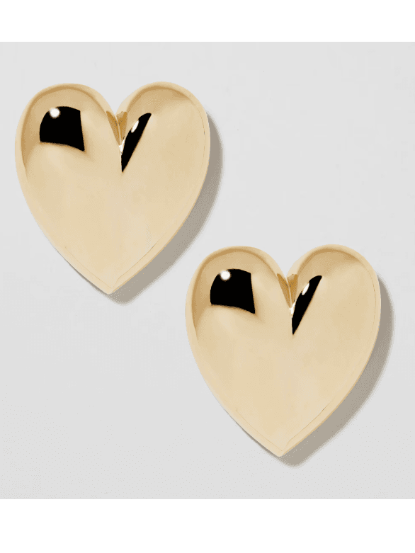 Gold. Puffy Heart Earrings (In Store)