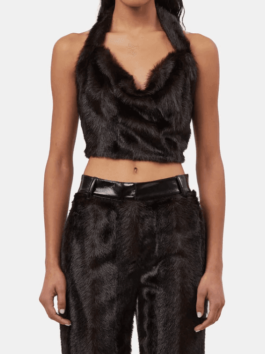 FAUX FUR HALTER TOP (In Store)