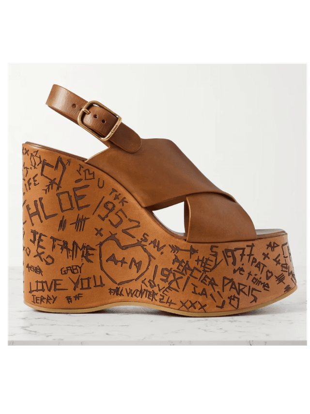 Maxime leather platform wedge sandals (In Store)