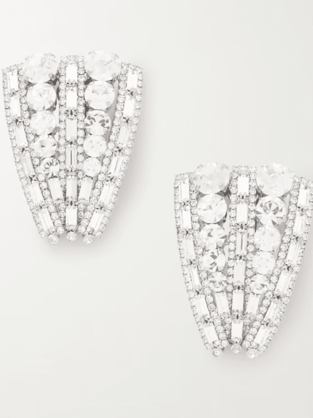 Silver-tone crystal clip earrings (In Store)