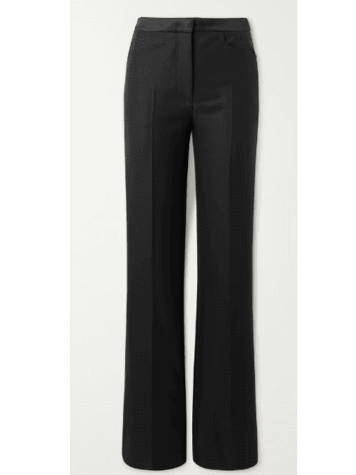 Satin-trimmed wool, mohair and silk-blend flared pants (In Store)