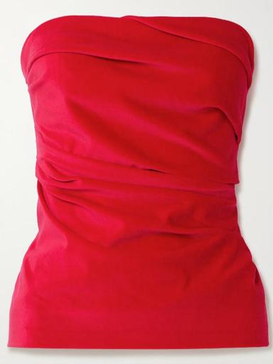 Tove Izel stretch-cotton and modal-blend velvet bandeau top | Thumbnail 1