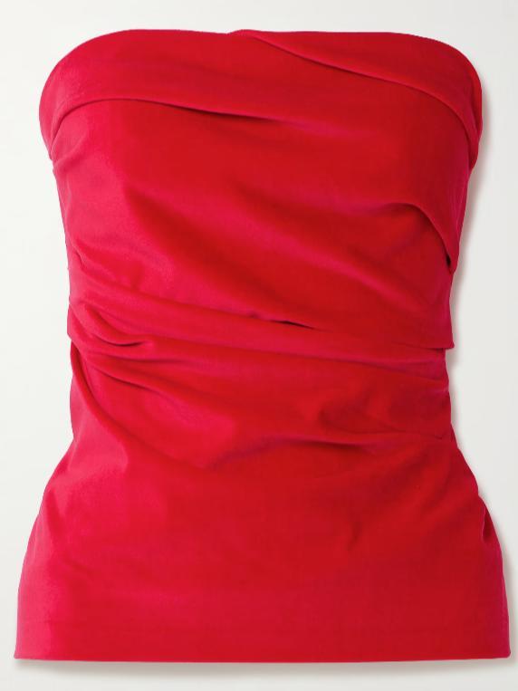 Izel stretch-cotton and modal-blend velvet bandeau top