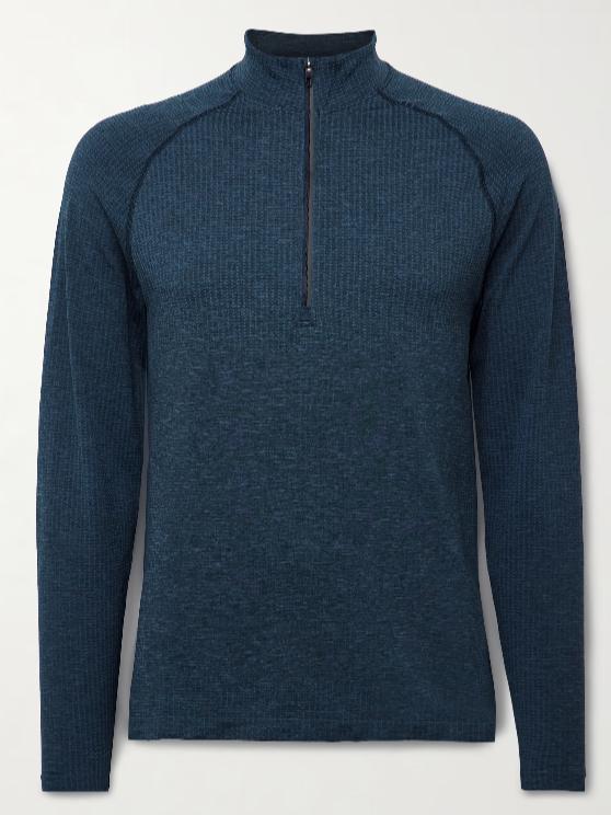 Navy Metal Vent Tech Slim-Fit Stretch-Jersey Half-Zip Top