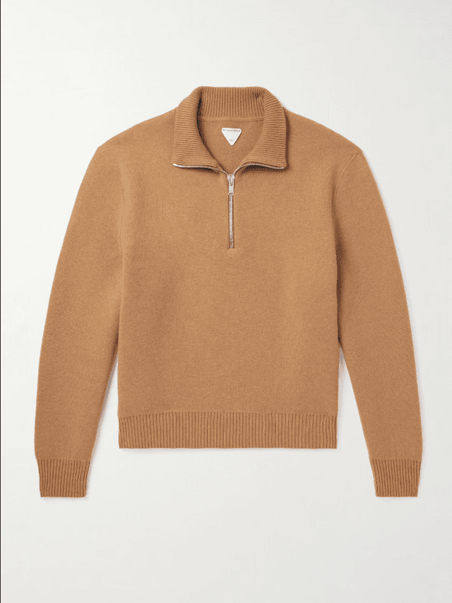Ribbed Cashmere-Blend Half-Zip Sweater