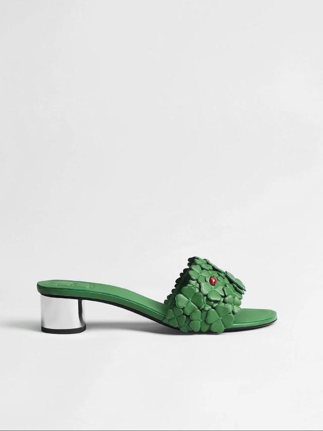 Green Dior Clover Embroidered Lambskin