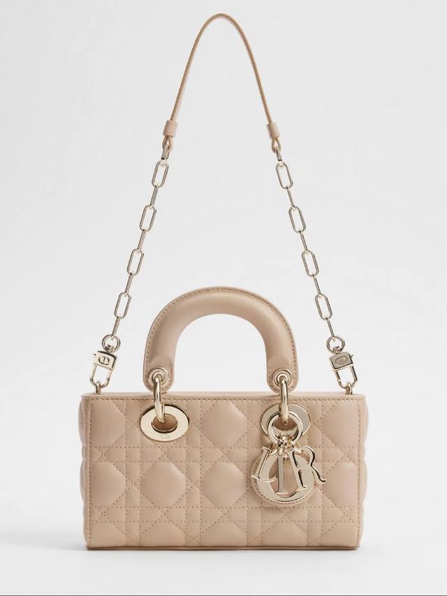 Mini Lady D-Joy Bag Powder Beige Cannage Lambskin