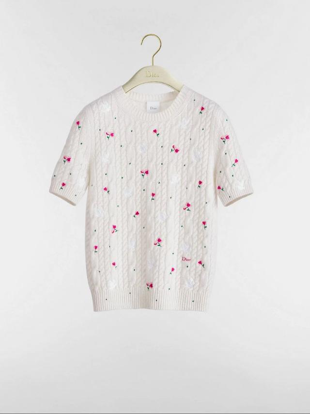 Dioramour Embroidered Short-Sleeved Sweater
