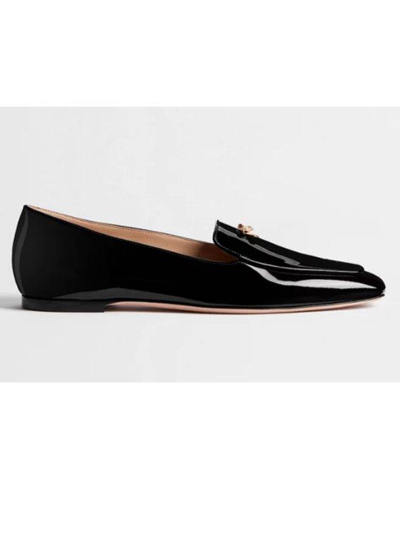Black Patent Calfskin Baby Bow Loafer
